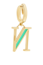 English Letter N Charm, 18k Yellow Gold